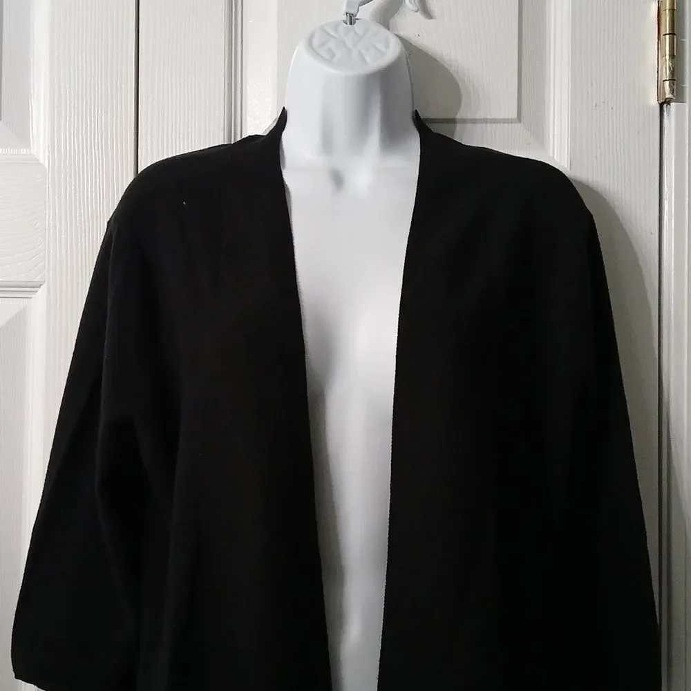 J.Jill black lightweight open front cardigan Sz L EUC